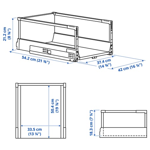 Illustration with measurements for the product: MAXIMERA.