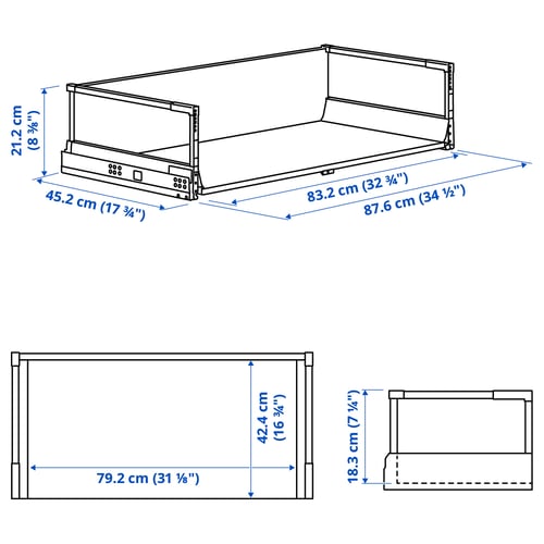 Illustration with measurements for the product: MAXIMERA.