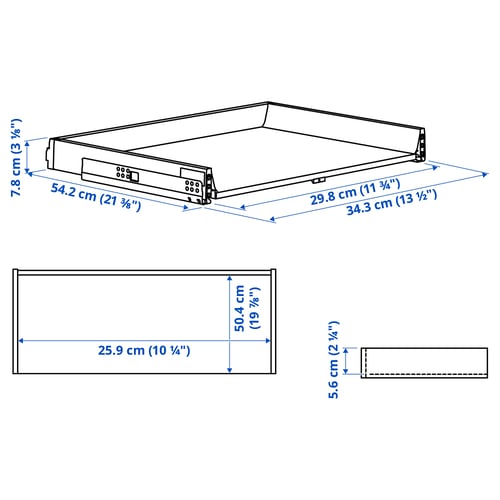 Illustration with measurements for the product: MAXIMERA.