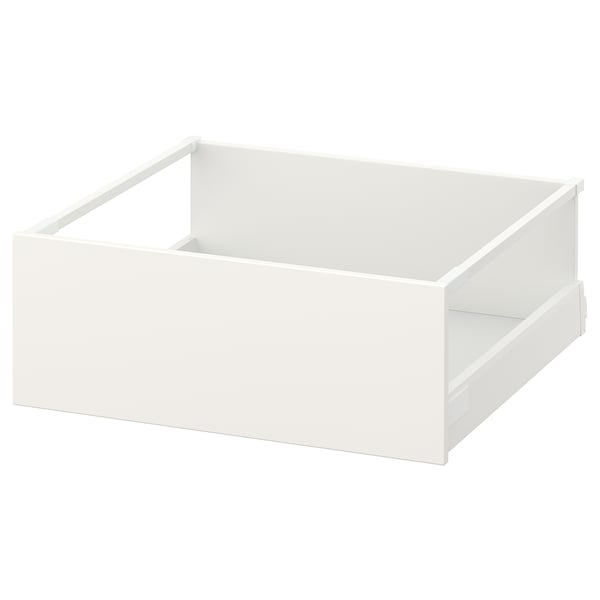 A white MAXIMERA drawer. It has a rectangular shape with smooth edges and a clean, minimalist design. The drawer is empty and ready for use.