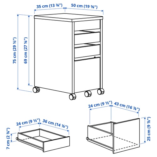 Illustration with measurements for the product: MICKE.
