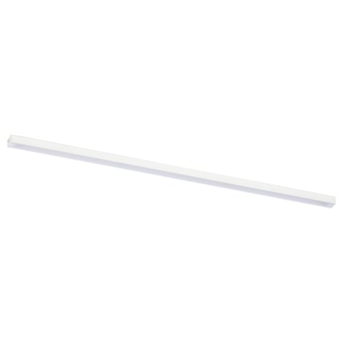 A white MITTLED light fixture. Its a slim, linear design made of aluminium and plastic, ideal for kitchen lighting.