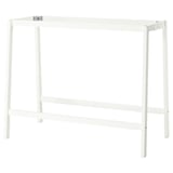MITTZON white metal table base. Four legs support upper rail. Modern design for tabletop attachment.