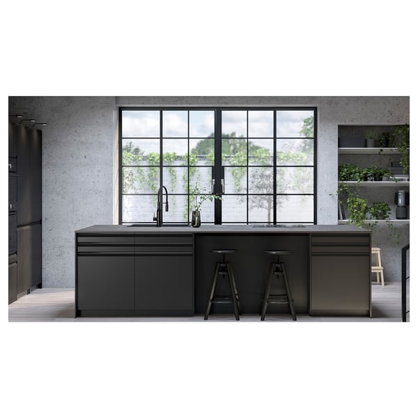 MÖCKLARP Custom made worktop, matt black/brown/marble effect high pressure porcelain, 1 m²x2.0 cm