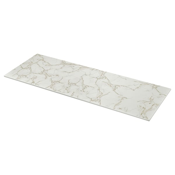 MÖCKLARP marble-style worktop, white with gold veining, rectangular, smooth surface.