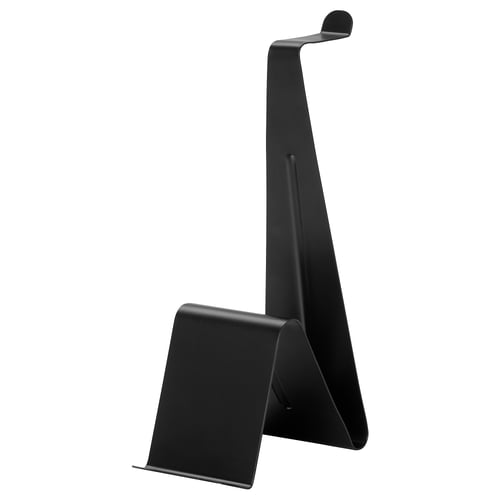 Black MÖJLIGHET stand: steel headphone organiser with rounded edges.
