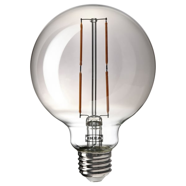 MOLNART LED bulb E26 120 lumen, globe grey clear glass, 95 mm