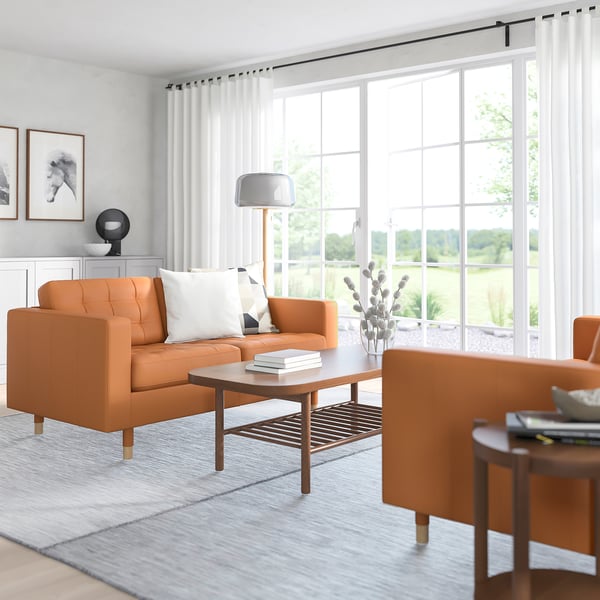 MORABO 2-seat sofa, Grann/Bomstad golden-brown/wood