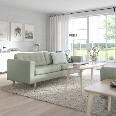 MORABO 3-seat sofa, Gunnared light green/metal