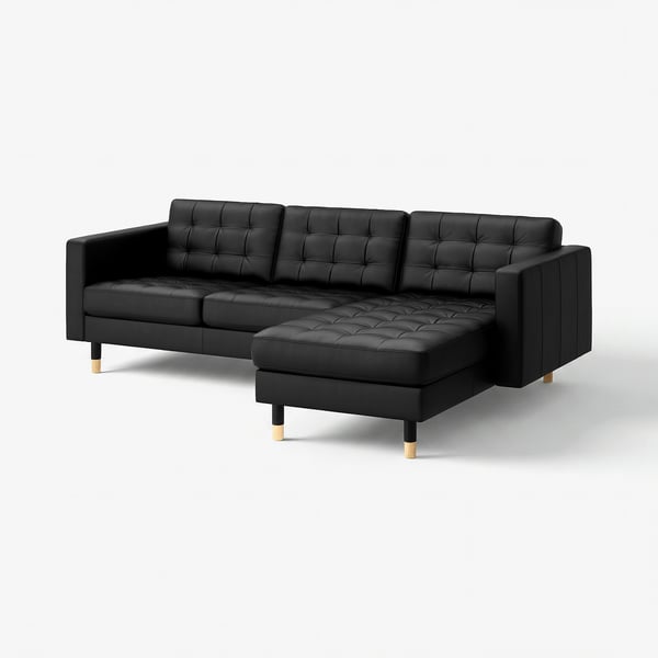 MORABO 3-seat sofa, with chaise longue/Grann/Bomstad black/wood