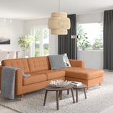 MORABO 3-seat sofa with chaise longue, Grann/Bomstad golden-brown/metal