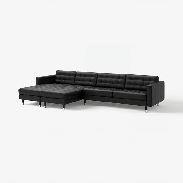 MORABO 5-seat sofa with chaise longues, Grann/Bomstad black/metal