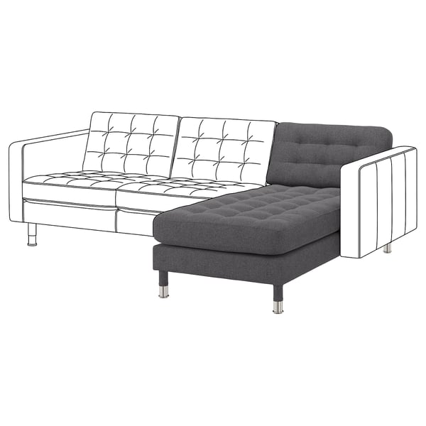 MORABO Chaise longue, add-on unit, Gunnared dark grey/metal