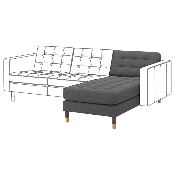 MORABO Chaise longue, add-on unit, Gunnared dark grey/wood