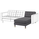 MORABO Chaise longue, add-on unit, Gunnared dark grey/wood