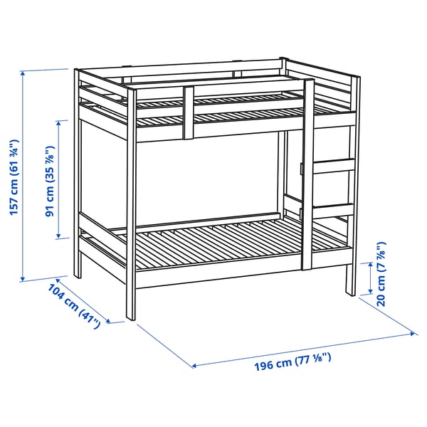 MYDAL Bunk bed frame, white, Twin