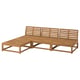Wooden l-shaped outdoor sofa, NÄMMARÖ. Light brown. Durable acacia wood with slatted design.