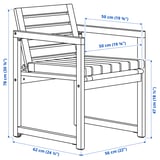 NÄMMARÖ Chair with armrests, outdoor, light brown stained/Frösön/Duvholmen stripe pattern