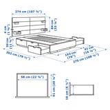 NORDLI Bed frame with storage and mattress, with headboard white/Vågstranda plush, King