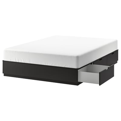 NORDLI Bed frame with storage, anthracite, 193x200 cm