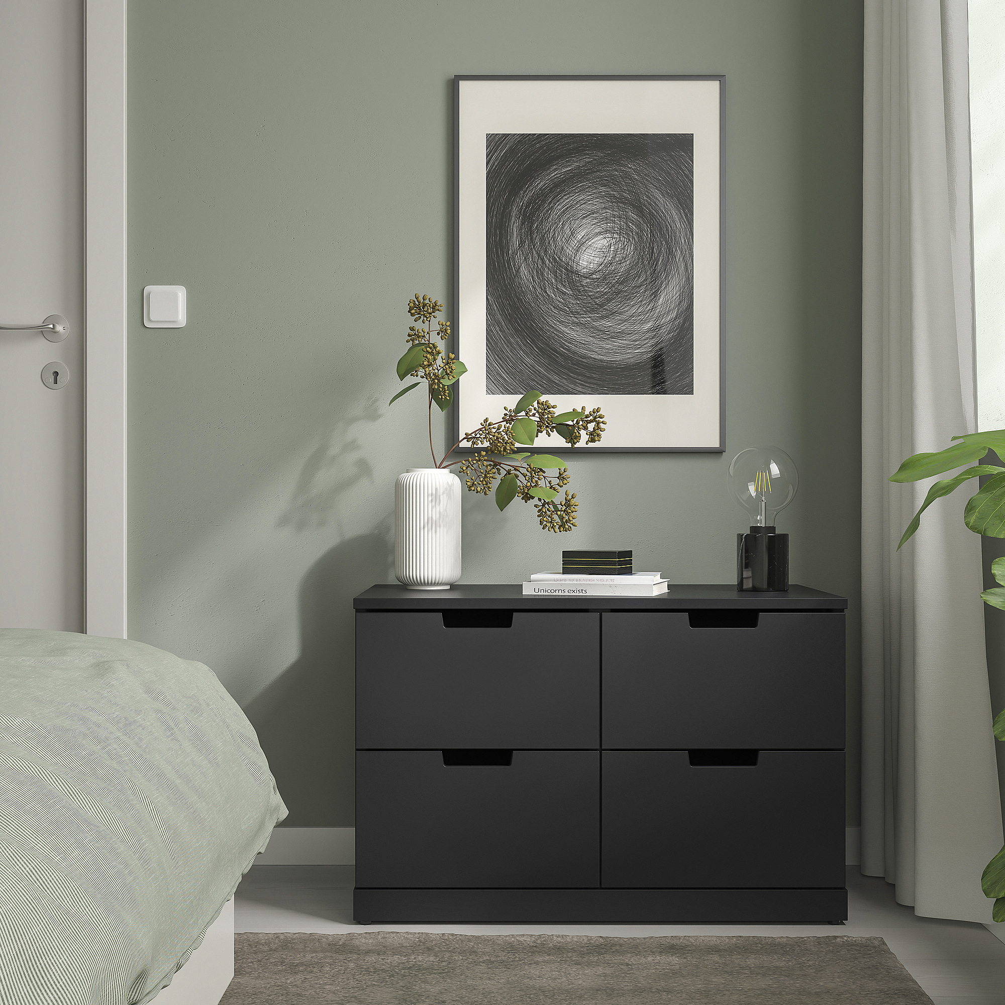 NORDLI Chest of 4 drawers, anthracite, 80x53 cm