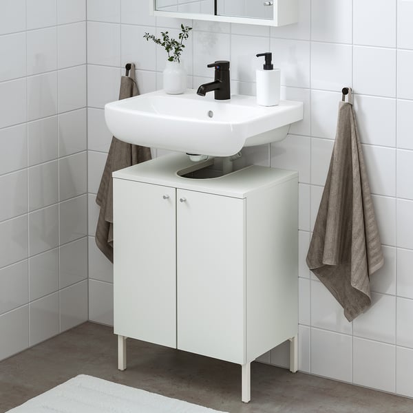 NYSJÖN / BJÖRKÅN Wash-basin base cabinet w 2 doors, white, 54x40x80 cm
