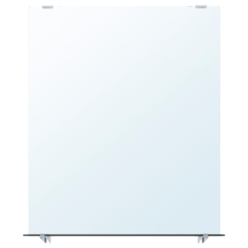 NYSJÖN mirror with glass shelf, chrome accents, safety film.