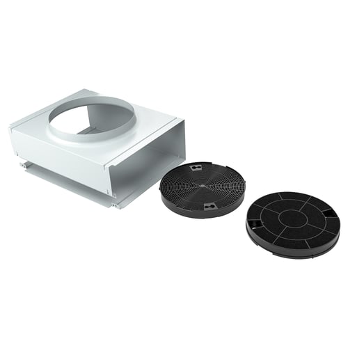 NYTTIG FIL 10: kitchen philtres for grease & odour control. Silver, rectangular, black circular philtres.