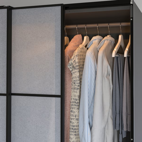 ÖVERSIDAN LED wardrobe lighting strp w sensor, dimmable dark grey, 28 "