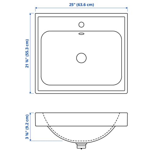 Illustration with measurements for the product: ORRSJÖN.