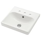 ORRSJÖN white ceramic sink; square, smooth edges; single basin, chrome drain.