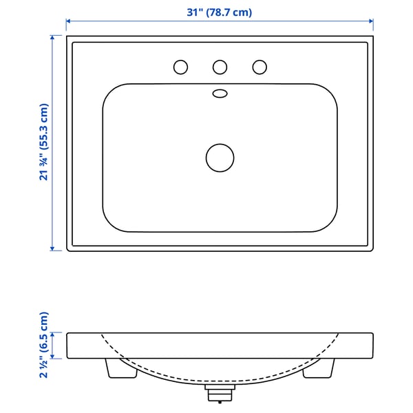 Illustration with measurements for the product: ORRSJÖN.