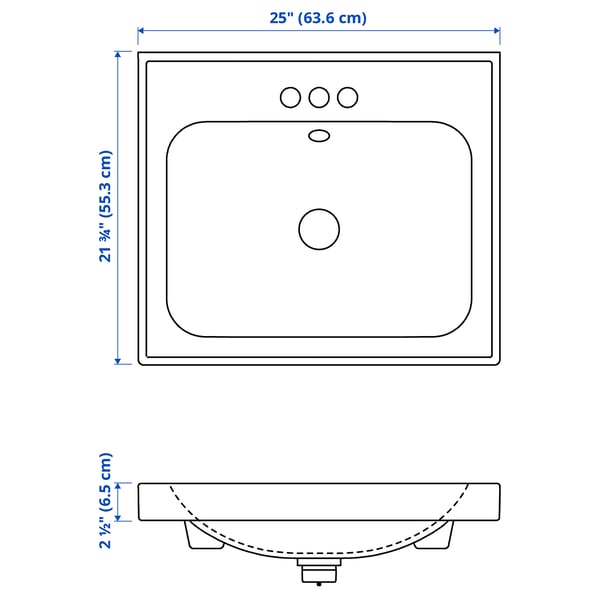 Illustration with measurements for the product: ORRSJÖN.