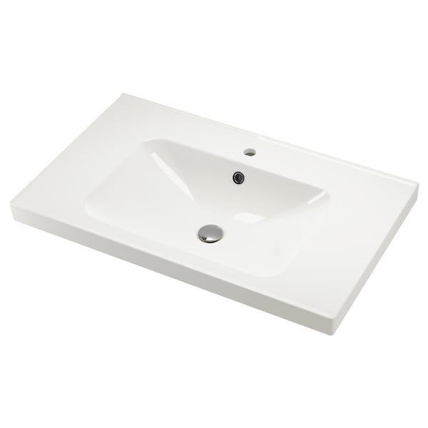 ORRSJÖN white ceramic wash-basin, sleek rectangular design with smooth lines.