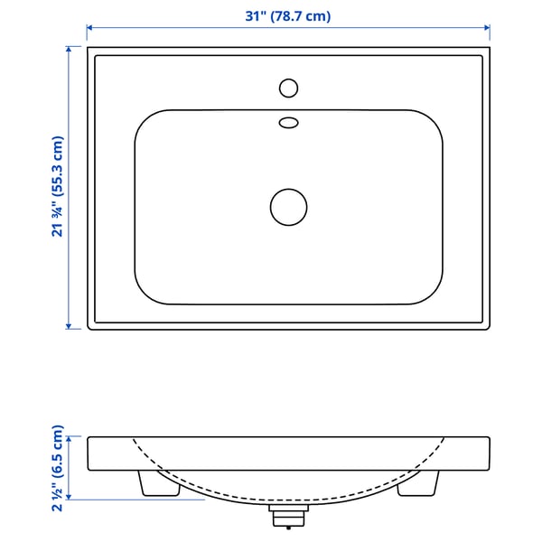 Illustration with measurements for the product: ORRSJÖN.
