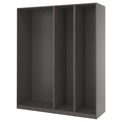 PAX 3 wardrobe frames, dark grey, 200x58x236 cm