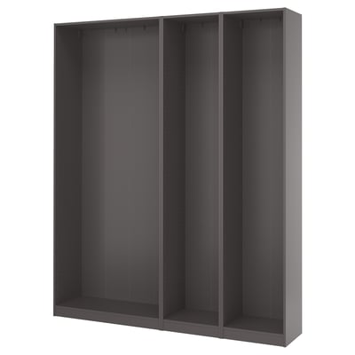PAX 3 wardrobe frames, dark grey, 200x35x236 cm
