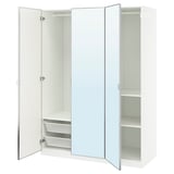 PAX / ÅHEIM Wardrobe combination, white/mirror glass, 150x60x201 cm