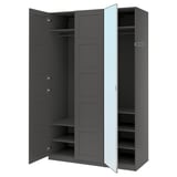 PAX / BERGSBO/ÅHEIM Wardrobe combination, dark grey dark grey/mirror glass, 150x60x236 cm