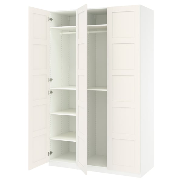 PAX / BERGSBO Wardrobe combination, white/white, 150x60x236 cm