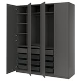 PAX / FORSAND Wardrobe combination, dark grey/dark grey, 200x60x236 cm