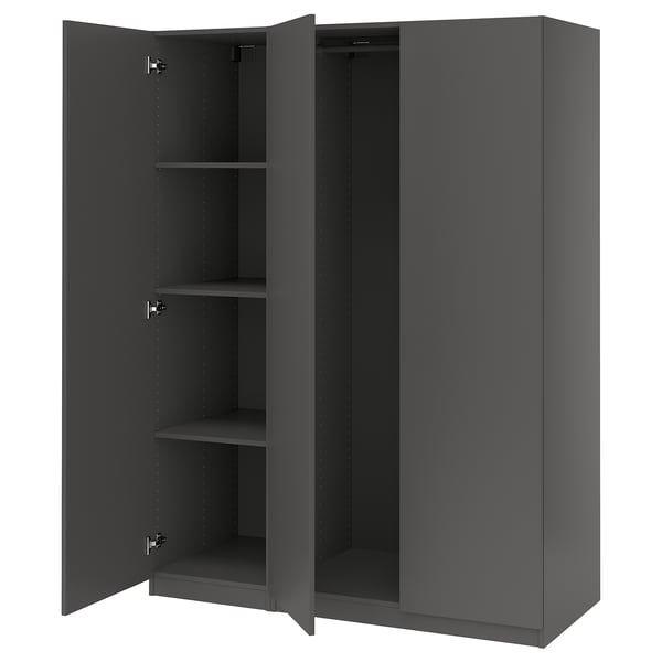 PAX / FORSAND Wardrobe combination, dark grey/dark grey, 150x60x201 cm