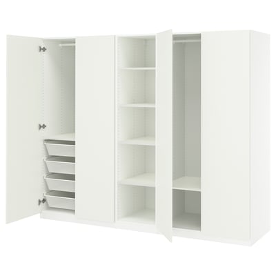 PAX / FORSAND Wardrobe combination, white/white, 250x60x201 cm