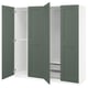 Option: PAX / GRIMO Wardrobe combination, white/grey-green, 200x60x201 cm