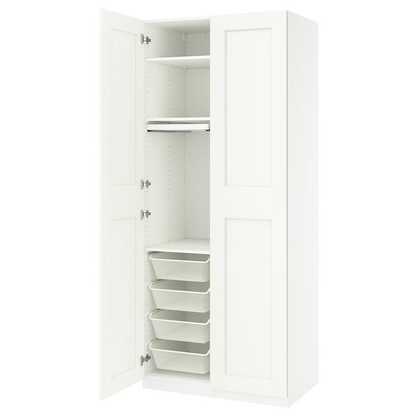 PAX / GRIMO Wardrobe combination, white/white, 100x60x236 cm
