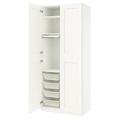 PAX / GRIMO Wardrobe combination, white/white, 100x60x236 cm