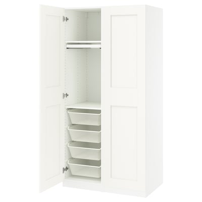 PAX / GRIMO Wardrobe combination, white/white, 100x60x201 cm