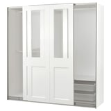 PAX / GRIMO Wardrobe with sliding doors, white/clear glass white, 200x66x201 cm