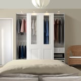 PAX / GRIMO Wardrobe with sliding doors, white/clear glass white, 200x66x201 cm