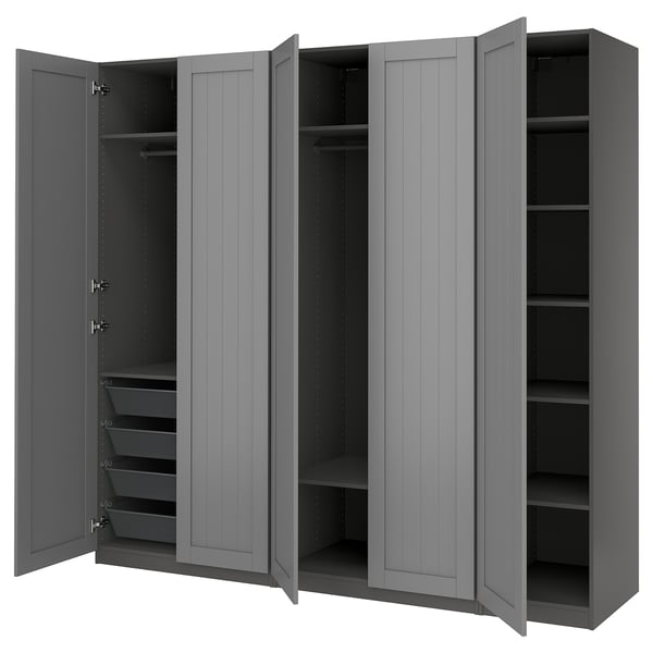 PAX / GULLABERG Wardrobe combination, dark grey/dark grey, 250x60x236 cm